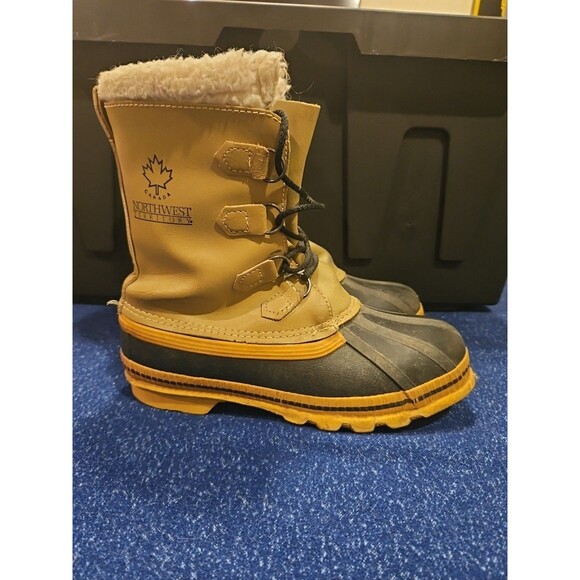 Canada Northwest Territory Duck Snow Lace Up Boots Tan Black Mens Size 8 w Liner - Picture 4 of 8